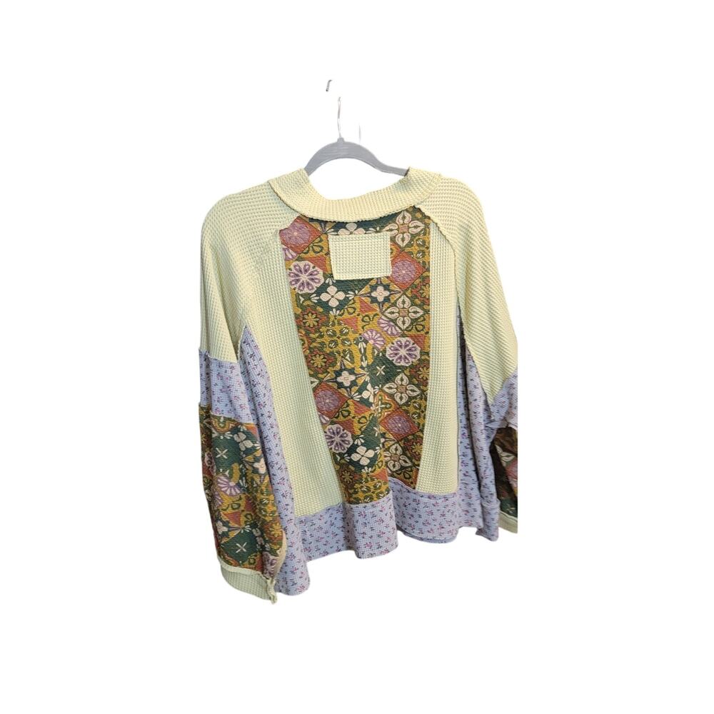 POL patchwork waffle knit top oversized small - image 4